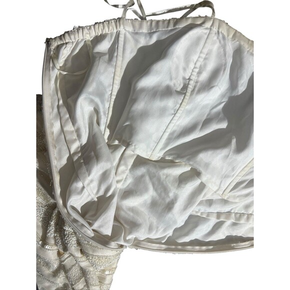 Vtg Cache Strapless White Beaded Maxi Dress Sz 4 - Picture 9 of 16